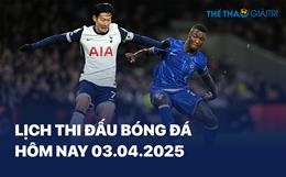 Lịch thi đấu bóng đá hôm nay 03/04/2025 - LTĐ chiều tối nay